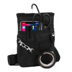 【新品】 [CARRY ALL BEFORE ONE] 4WAY ミニサコッシュ カラビナ ベルトポーチ スマホポーチ シザーバッグ ナースポーチ 介護 作業 仕事 スマホ2台持ち対応 ウエスト/ショルダーベルト付き 撥水 防傷 A6ノート6.8インチ対応 1