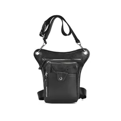 【新品】 [Ｗｈａｔｎａ] 革 ニショルダーバッグ メンズ レディース ライディングウエストバッグ ウエストポーチ バイク用クロスボディーバッグ ライダーバッグ PUレザー 小型バックパックミニ斜め掛け胸バッグ 男女兼用21-1 (黒) 1