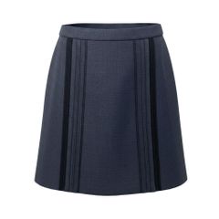 美品 PRADA フロントオープン プリーツ スカート シルク100％ 42 黒