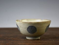 中国美術　唐物青花 丸文茶碗 染付圈点紋 古民藝 茶道具 古陶磁 FY1-11 中国美術 唐物青花 丸文茶碗 染付圈点紋 古民藝 茶道具 古陶磁 FY1-11