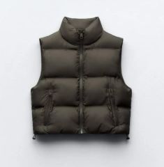 美品】ZARA ザラ 超光沢 ダウンベスト 軽量 フード 黒 ジャケット M