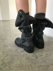 opium leather Black boots 厚底 y2k - メルカリ