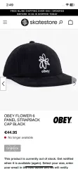 OBEY フラワー 刺繍 ベースボールキャップのサムネイル