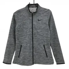 【超美品】ナイキ ジャケットブルゾン 杢ダークグレー×黒 総柄地模様 薄手 DRI-FIT レディース M ゴルフウェア NIKE
