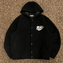 L NIKE 00s ビックロゴ フリース フーディー キルティング ジャケット