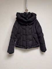m18【極美品】マックスマーラショールカラーダウンジャケット黒Sロゴ 