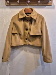 3I Fashion クロップド ウール ジャケット キャメル