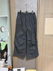 GU3着セット テックパラシュートプルオンパンツ L ブラック＆オリーブ