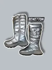 235/ BENETTON ベネトン ロング丈ダウンジャケット スノウ ブーツ シルバー /1211のサムネイル