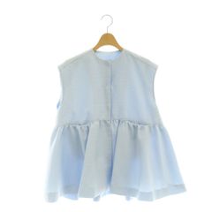 yori 数回着用 フクレサイドギャザーブラウス ライトサックス - メルカリ
