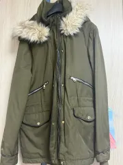 ZARA(ZARA)カーキ色 ファー フード マウンテンパーカー ダウン