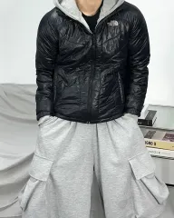 THE NORTH FACE ザノースフェイス ブラック 光沢 軽量ダウン ジャケット 90