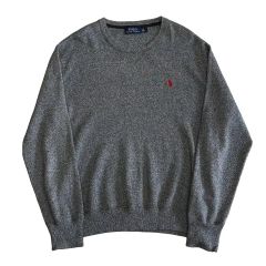 メンズ 大人気 ポロラルフローレン 前V ニット l/s グレー ポニー刺繍