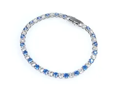 美品　スワロフスキー　SWAROVSKI　クリスタル　チェーン　ブレスレット　ライトブルー×クリア×シルバーカラー　送料無料
