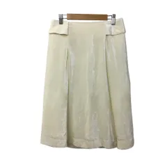 アルチザン ARTISAN スカート フレア ひざ丈 シルク ベロア 光沢 タック 無地 9 白 ホワイトのサムネイル