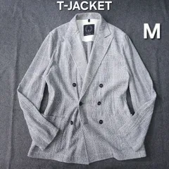 【👌値下げ交渉受付中】T-JACKET 春夏 イタリア製 ダブル テーラードジャケット メンズ M グレー シャドーチェック柄 ストレッチ ティージャケットのサムネイル