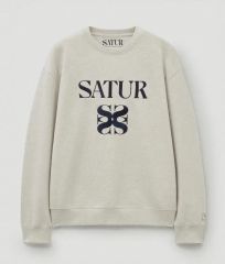 SATUR セター アイボリー ロゴ スウェット トレーナー Mサイズ - メルカリ