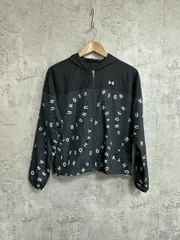 UNDER ARMOUR アンダーアーマー 総柄 ウインドブレーカー ナイロン ジャケット sizeMD/白ｘ黒 ■◇ レディース
