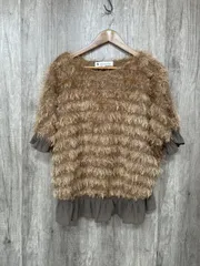 NATURAL BEAUTY BASIC ナチュラルビューティーベーシック シャギー フリル プルオーバー カットソー sizeM/茶系 ■◆ レディース