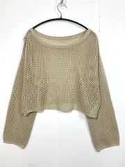 mystic メッシュショートニット ラメ入り ベージュ - メルカリ