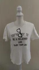 最終価格！ 値下げ不可品　(〇2486) ライトオン BACK NUMBER 綿100% メガネ刺繍 メッセージTシャツ ホワイト L