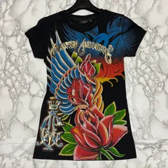 希少【christian audigier クリスチャンオードジェー  【商品名】ed hardy/tatoo ラインストーン/半袖 カットソー シャツ Tシャツのサムネイル