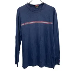 Champion 長袖 プリントTシャツ M ネイビー チャンピオン プルオーバー ロゴ刺繍 HARVARD カレッジTシャツ ロンT ロングT 春物 a805-5128