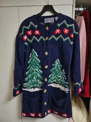クリスマス 刺繍 ヴィンテージ カーディガン