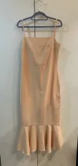 紐袖ロング丈ワンピース