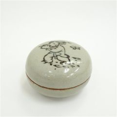 韓国無形文化財 池順鐸 韓国美術 象嵌 青磁 香合 茶道具 香道具 Q2824