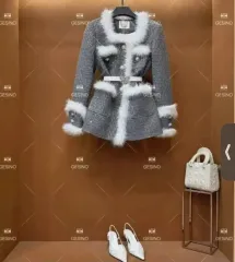 ツイード ファー ジャケット ベルト セット