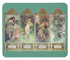 アルフォンス・ミュシャ 『 四季 』（ 1896 ）のマウスパッド：フォトパッド（世界の名画シリーズ） (緑地)のサムネイル