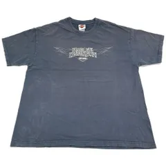 00年代 USA製 HARLEY DAVIDSON ハーレーダビッドソン フェードＴシャツ モーターサイクル ネイビー(メンズ XL)中古 古着 Y0590