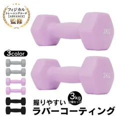 カラーダンベル ダンベル 3kg 2個セット ダンベルセット 腕 筋力 ウェイト トレーニング 鉄アレイ 男性 女性 ダイエット 運動不足 ジム 自宅 運動 de096のサムネイル