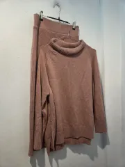 ピンク タートルネック ルーズフィット ニット SET