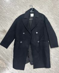 美品 clet クレット ウール混ダブル チェスターコート ロング ブラック 
