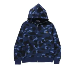A BATHING APE(アベイシングエイプ) ワンポイント カモフラ COLOR クロップド フール ジップ フーディー ネイビー