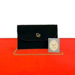 極 美品 Christian Dior ディオール ヴィンテージ ハニカム 柄 ロゴ 金具 ナイロン レザー チェーン ショルダーバッグ ブラック 40712