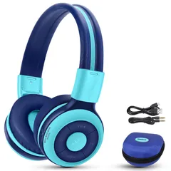 新品 SIMOLIO 子供用 ワイヤレスヘッドフォン Bluetooth5.0 ヘッドセット 通話マイク付き 音量制限 聴覚保護 共有ポート 折りたたみ式 有線無線両用 ヘッドホン ゲーム機タブレットPC音楽用 ブルー 712Mのサムネイル