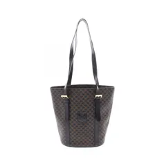 セリーヌ CELINE トートバッグ マカダム ブラック PVCコーティングキャンバス レザー マカダム ショルダートート レディース Used A