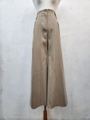 ワイドパンツ オーガンジータックパンツ レディース ベージュ doudou