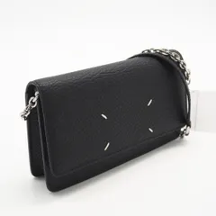 ★3日以内返品可★ 美品 MAISON MARGIELA メゾンマルジェラ カーフレザー ４ステッチ チェーンウォレット SA3UI0008 ショルダーバッグ ブラック ホワイト カーフレザー レディース