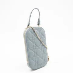 ★3日以内返品可★ 極美品 Christian Dior クリスチャンディオール カナージュ ラムスキン Lady Dior Call'in Dior フォンホルダー S0872ONMJ_M81B 2wayショルダーバッグ ブルー ラムスキン レディースのサムネイル