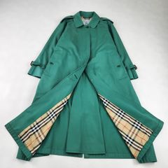 BURBERRY 스텐 컬러 코트 버버리 노바 체크 맥시 길이 화이트 태그 에포렛 그린 9 ML