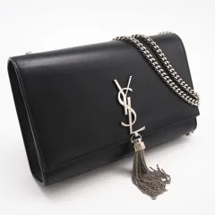 ★3日以内返品可★ 美品 SAINT LAURENT サンローラン クラシックケイト チェーンショルダーバッグ 354119 ショルダーバッグ ブラック カーフレザー レディース