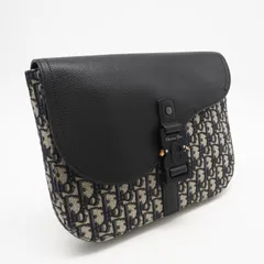 ★3日以内返品可★ 美品 Christian Dior クリスチャンディオール ディオール オブリーク ジャカード グレインドカーフスキン Saddle A5 ポーチ 2ADCA442YKS クラッチバッグ グレー ブラック キャンバス グレインカーフレザー