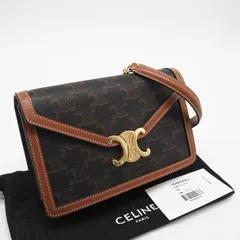 ★3日以内返品可★ 極美品 CELINE セリーヌ トリオンフキャンバス＆カーフスキン チェーンウォレット マーゴ 10L462DQB ショルダーバッグ ブラウン ベージュ キャンバス カーフレザー レディース