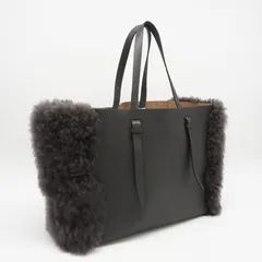 ★3日以内返品可★ 美品 Valextra ヴァレクストラ ファー レザー ラージ トートバッグ - トートバッグ グレー レザー ポリエステル レディースのサムネイル
