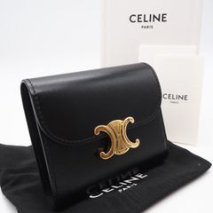 美品 CELINE トリオンフ ブラック ゴールド 三つ折り 財布 - メルカリ