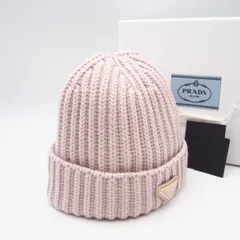 ★3日以内返品可★ 未使用 PRADA プラダ ウール ウール ビーニー トライアングルロゴ ニット帽 M 1HC390 ニットキャップ ピンク ウール カシミヤ レディースのサムネイル
